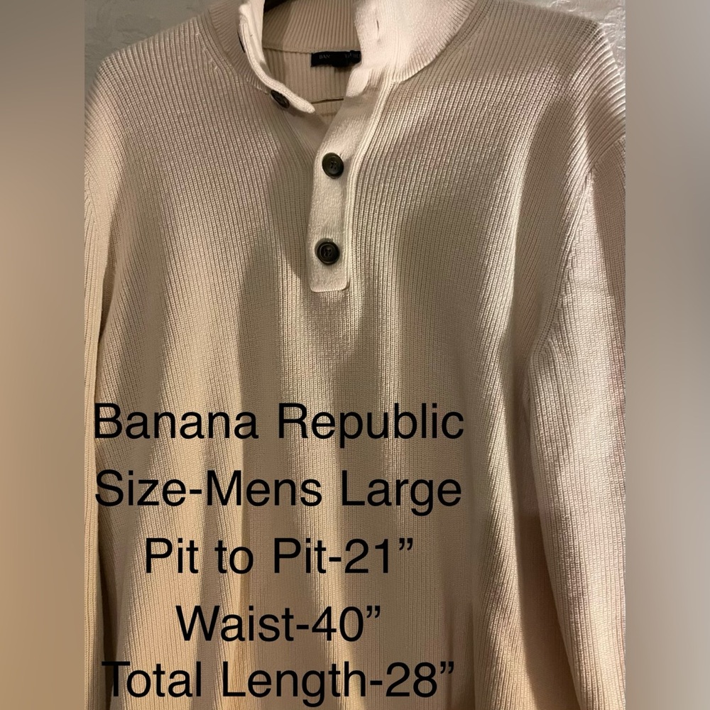 💰Banana Republic Men's Casual Button Down Ivory Sweater Size L